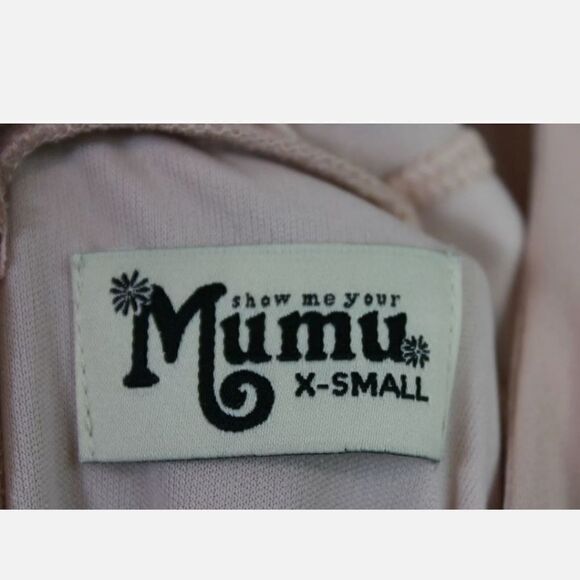 Show Me Your Mumu Jenn Maxi Dress V Neck Dusty Blush Crisp Size XS NWT - Picture 10 of 11